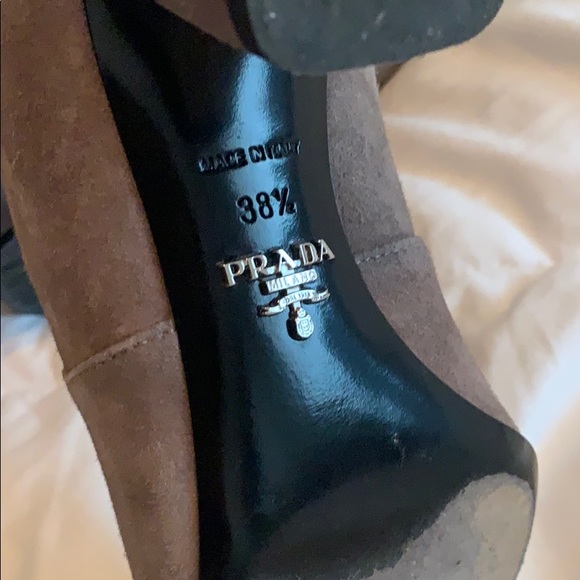 Prada Suede Metal Heel Over the Knee Boot - Picture 3 of 8